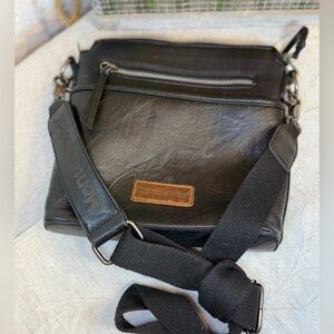 Montana West Select Black Vegan Leather Multi-Pocket Crossbody Bag - Brown